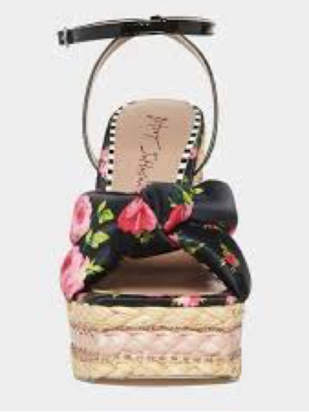 Betsey Johnson Black Floral Knot Espadrille Platform Sandal